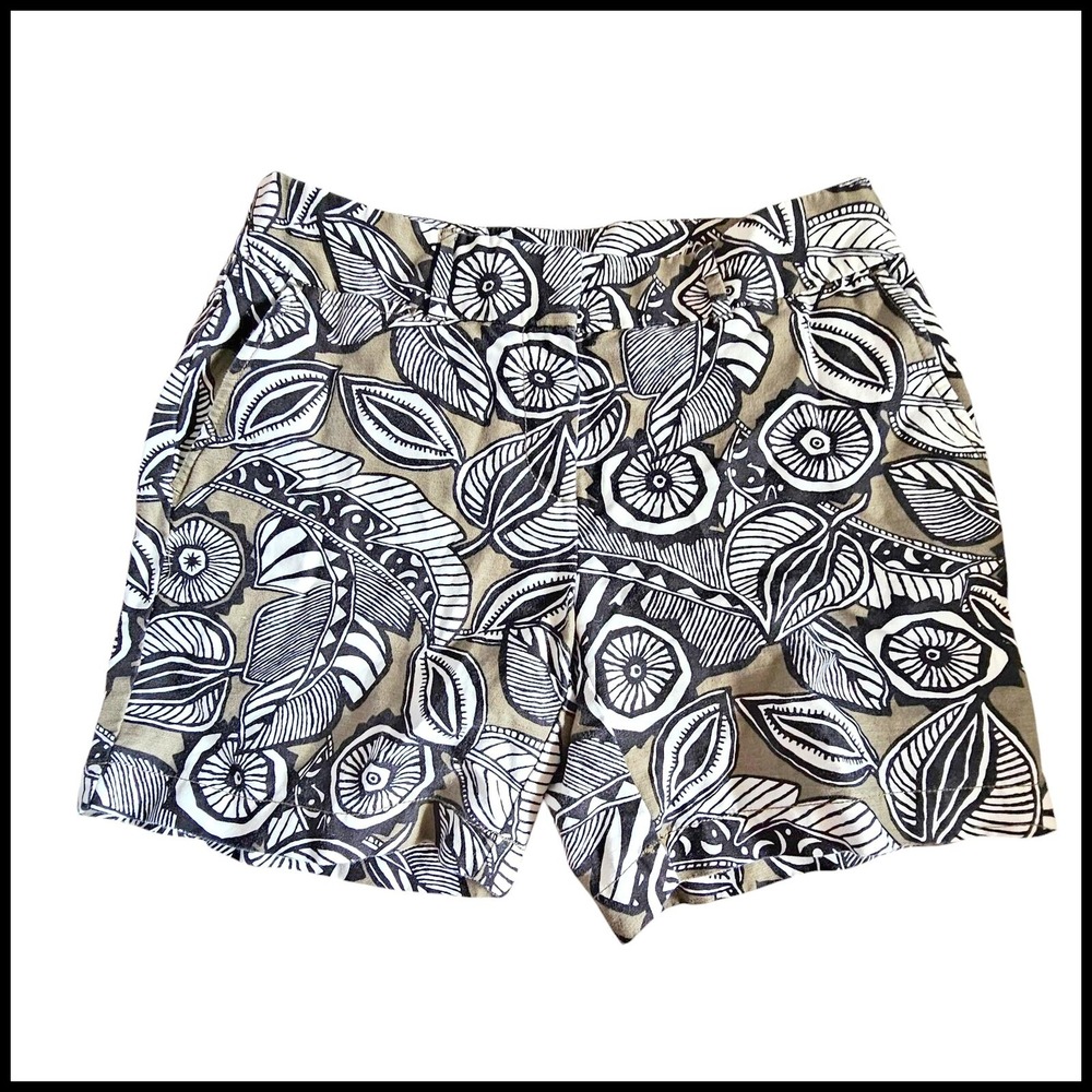 LOFT Riviera Shorts Floral Print Linen Blend Casual Khaki Shorts Size 2